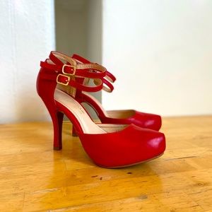 Red Hot Strappy Red Pumps Heels Stilettos